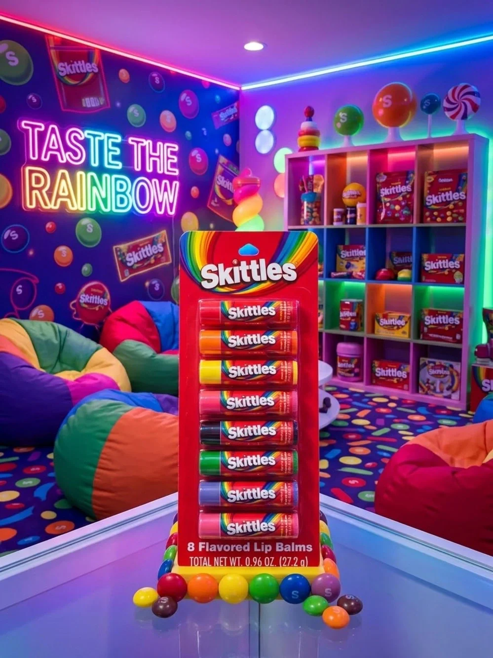 8-Flavored skittles Lip Balm Set - Rainbow